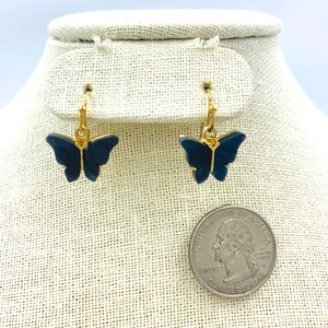 Butterfly Acrylic Dangle Earrings - Black